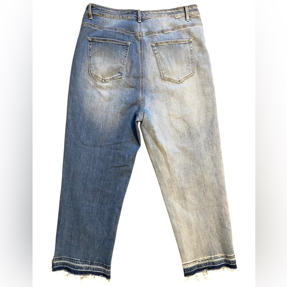 Risen Split Dye Color Block Side Button Straight … - image 2